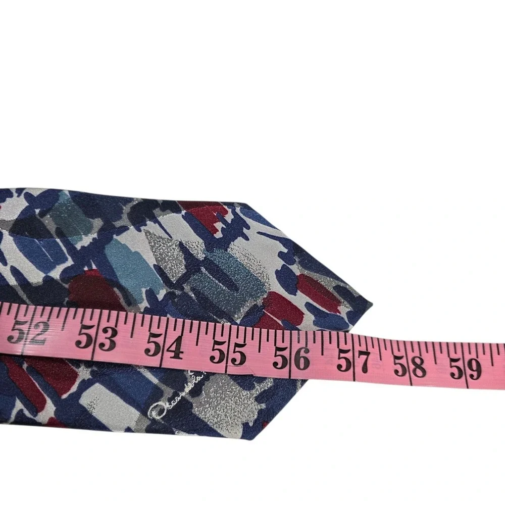 OSCAR DE LA‎ RENTA STUDIO Abstract Pattern Silk Necktie Blue Red Men's Fashion